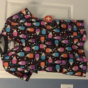 NBW Christmas scrub top by white Cross size M